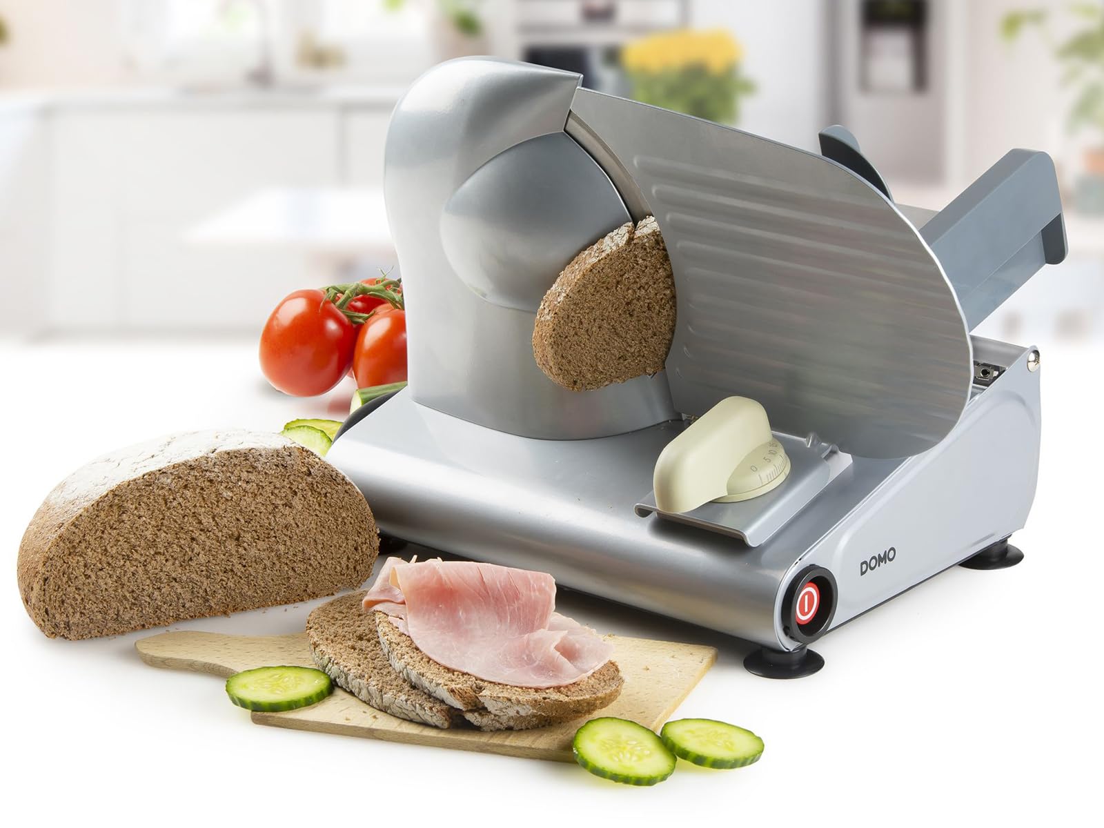 domo-do521s-allesschneider-elektrisch-19-cm-brotschneidemaschine-1-15-mm-grau image 2