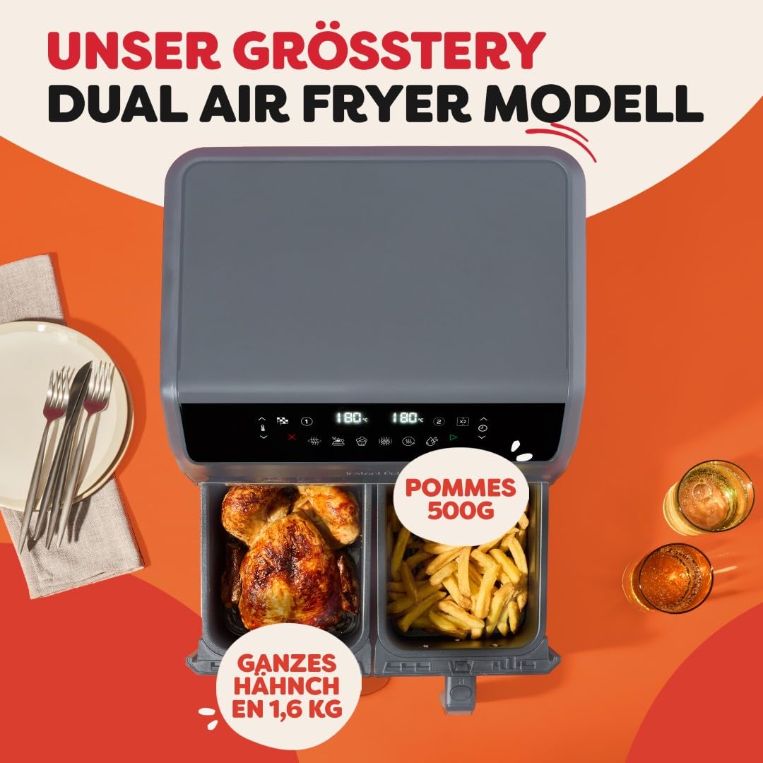 instant-pot-vortex-dual-hei-luftfritteuse-8-l-tr-ffelgrau-8-in-1-doppelkorb image 7