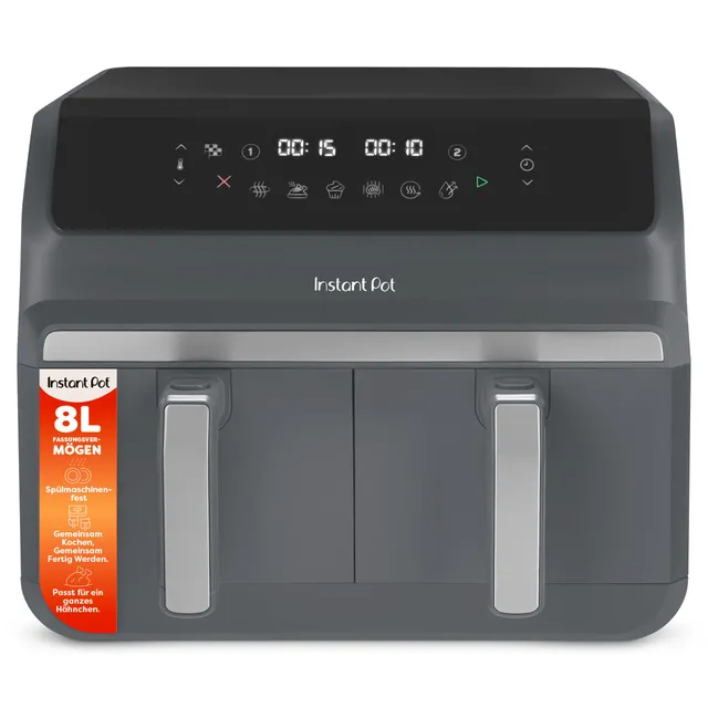 instant-pot-vortex-dual-hei-luftfritteuse-8-l-tr-ffelgrau-8-in-1-doppelkorb image 1