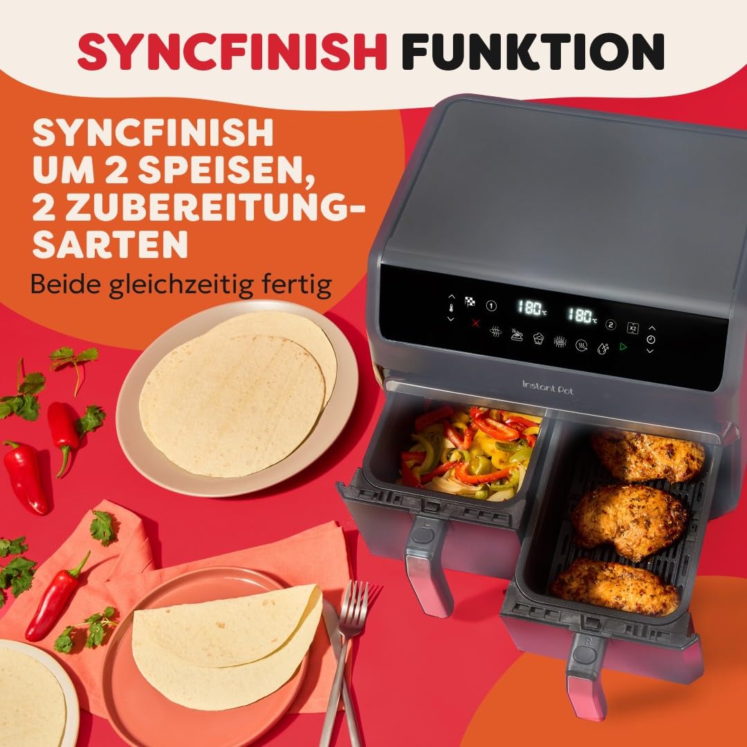 instant-pot-vortex-dual-hei-luftfritteuse-8-l-tr-ffelgrau-8-in-1-doppelkorb image 6
