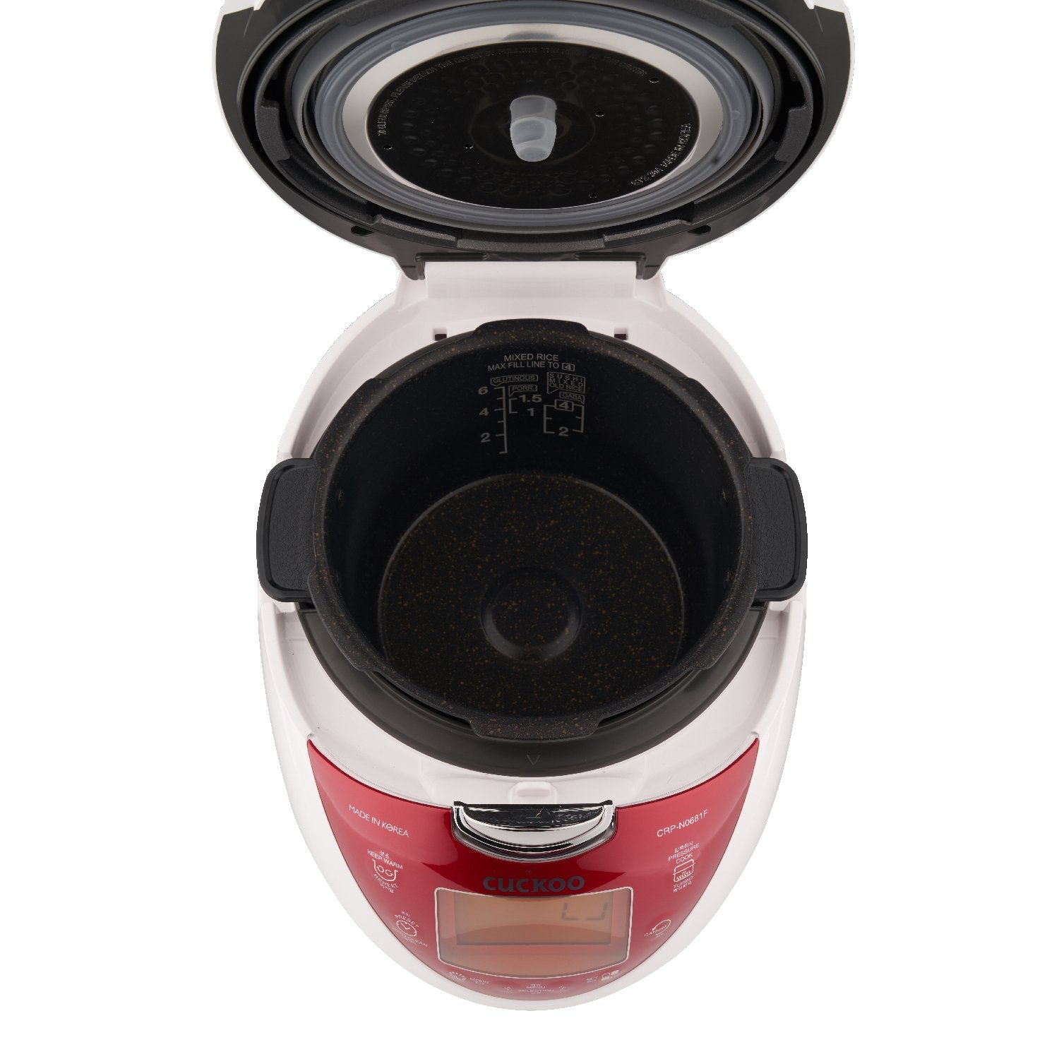 cuckoo-crp-n0681f-dampfdruck-reiskocher-1-08-l-6-cups-rot-wei image 4