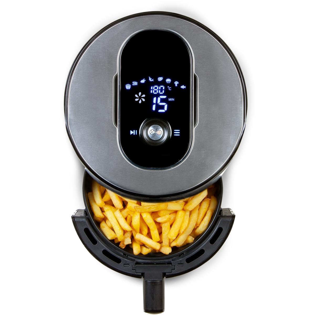 domo-do530fr-hei-luft-fritteuse-4-l-1500-w-edelstahl-mit-lcd image 2