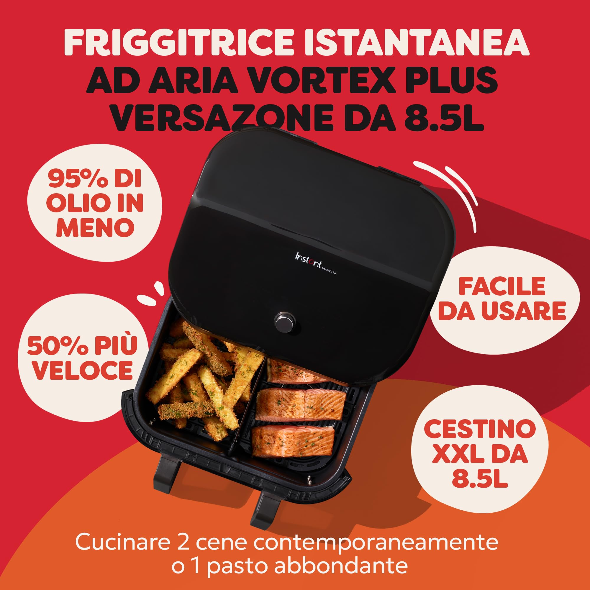 instant-pot-versazone-dual-black-hei-luftfritteuse-8-5-l-8-in-1-mit-trennwand image 2