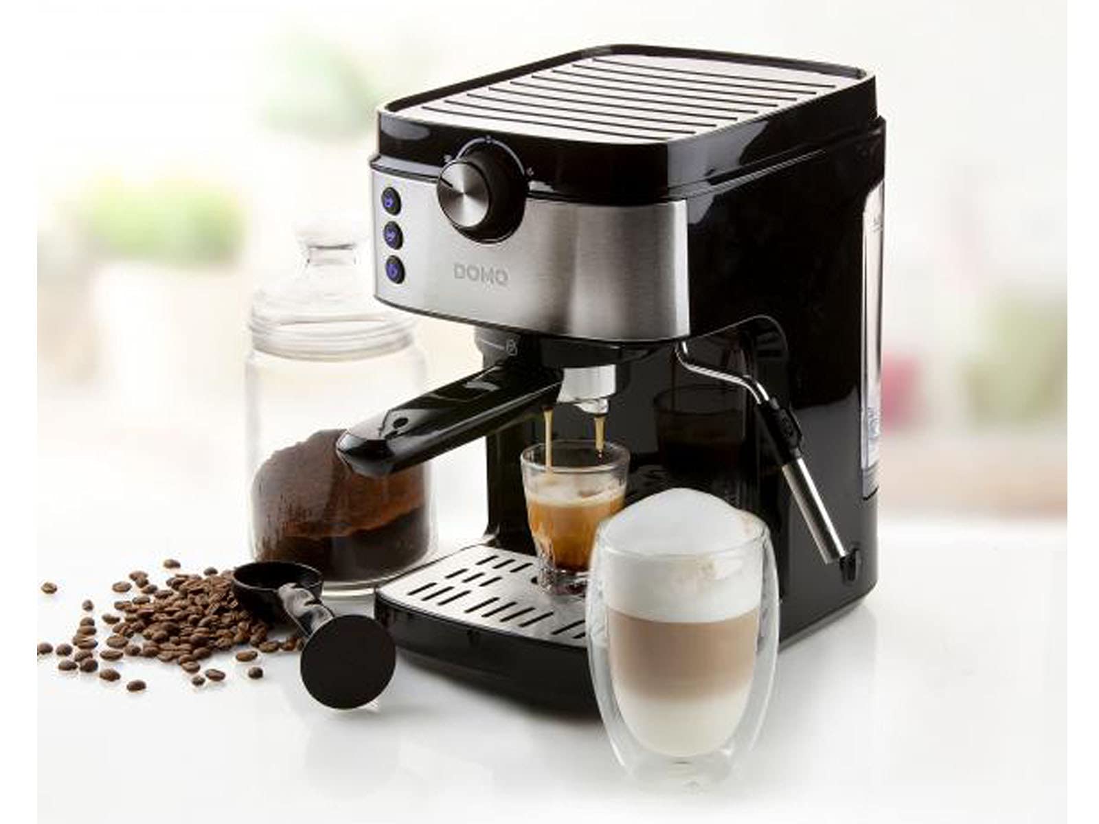 domo-do711k-espressomaschine-siebtr-ger-schwarz-edelstahl-1450-w image 2
