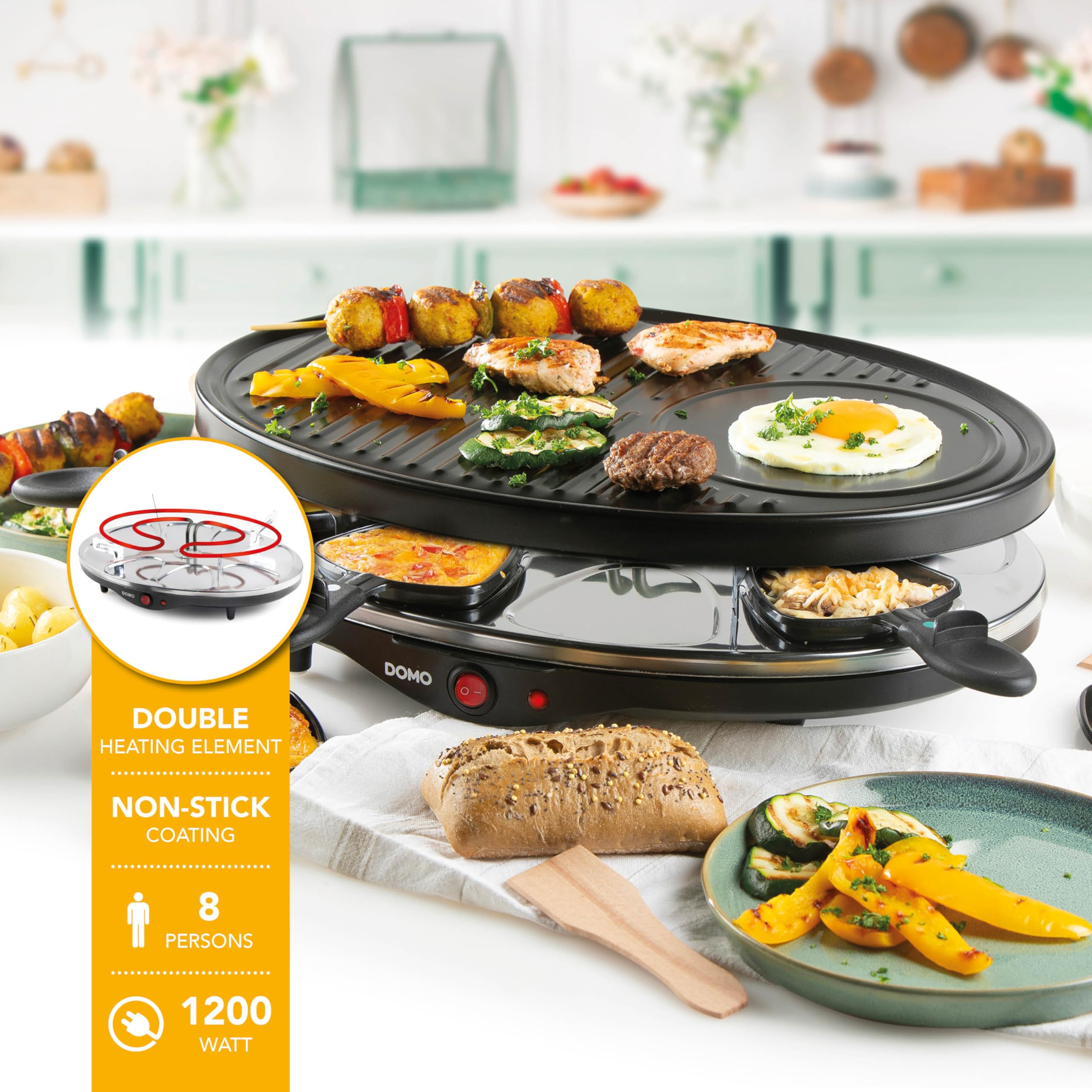 domo-do9038g-raclette-grill-f-r-8-personen-1200w image 2