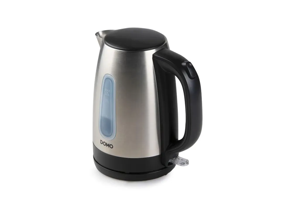 domo-do496wk-wasserkocher-1-7-l-edelstahl-schwarz-2200w image 1