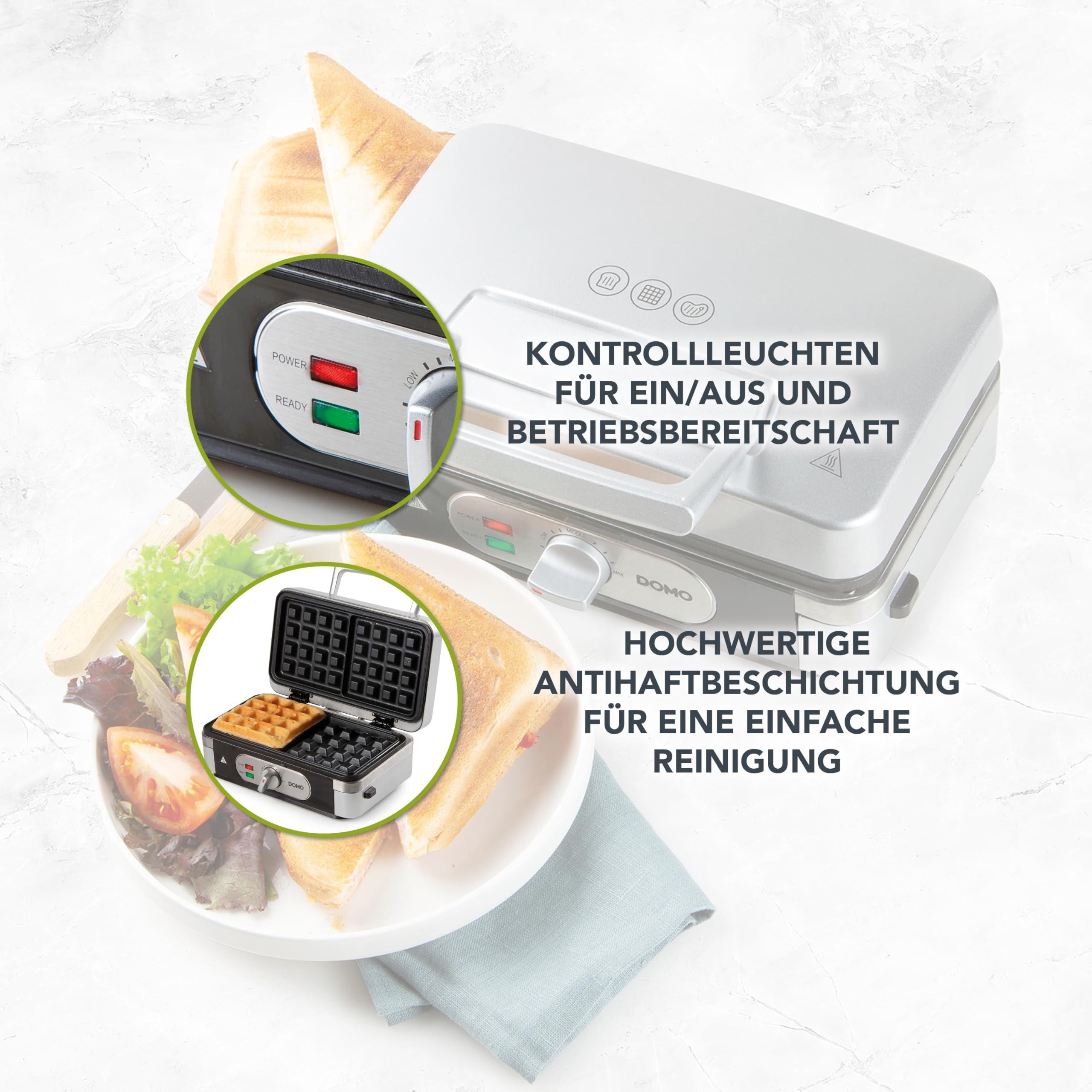 domo-3-in-1-sandwichmaker-waffeleisen-kontaktgrill-mit-wechselplatten image 4