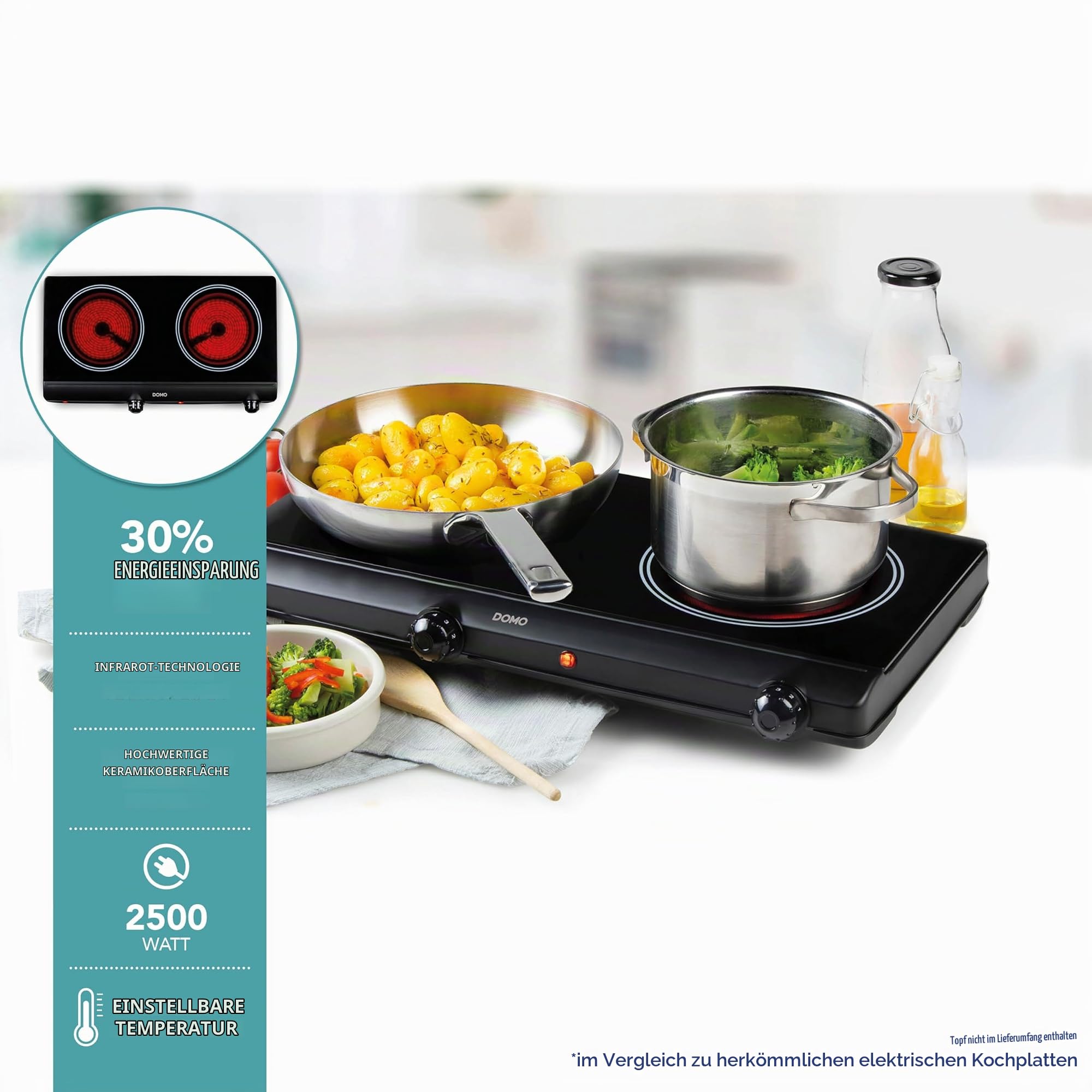 domo-do339kp-eco-glaskeramik-doppelkochplatte-2500w-2x-18cm image 2