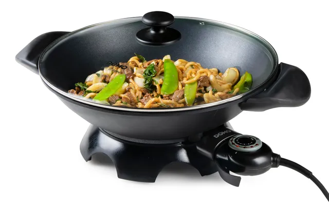 domo-elektrischer-wok-5-l-mit-glasdeckel-und-antihaftbeschichtung-2200-w image 1