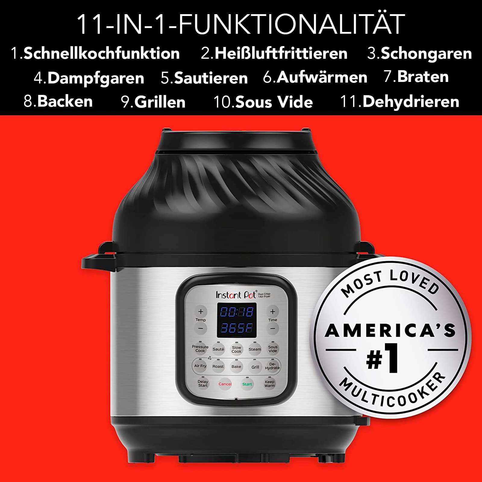 instant-pot-duo-crisp-air-fryer-8l-multikocher-11-in-1 image 2