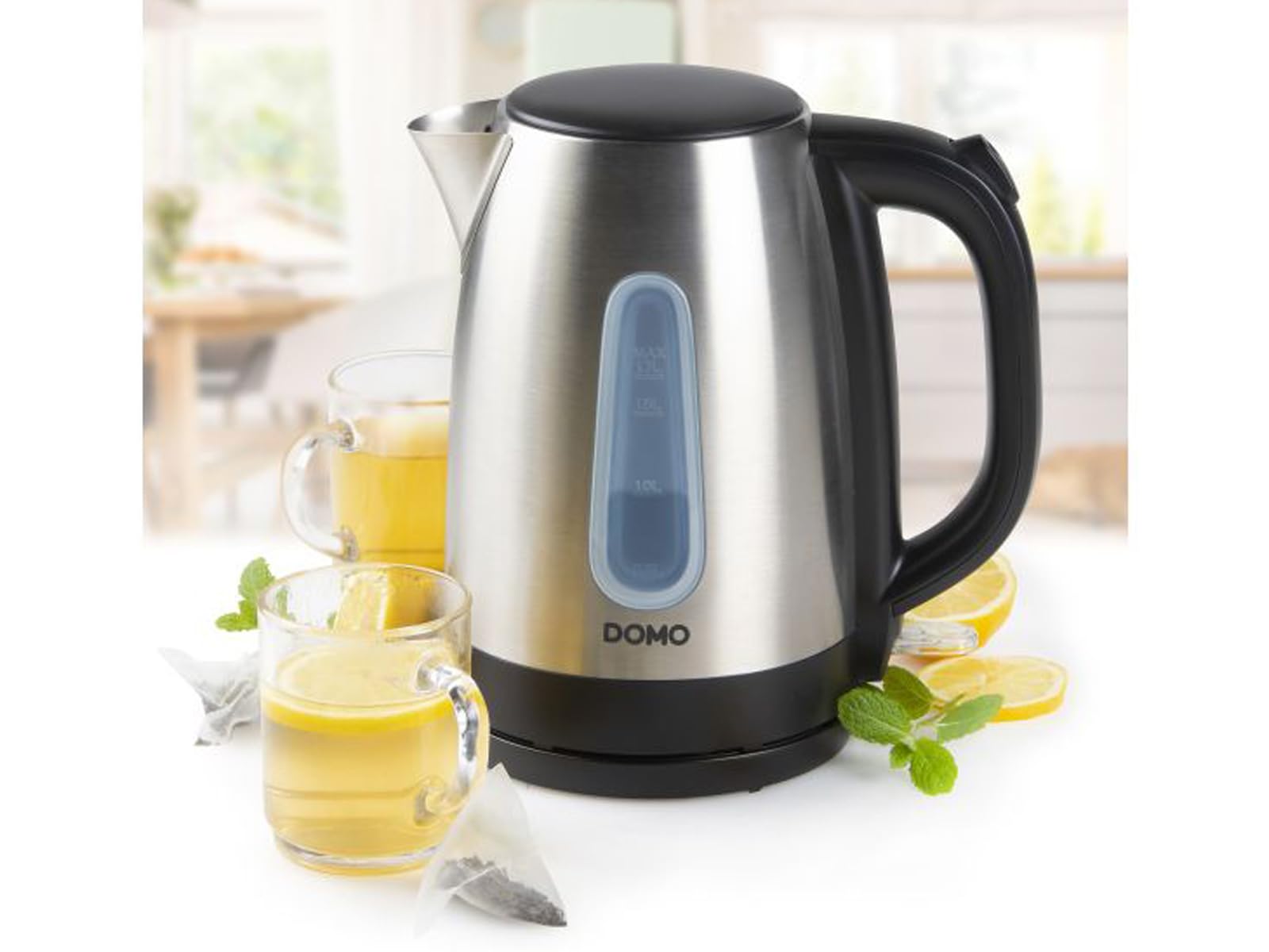 domo-do496wk-wasserkocher-1-7-l-edelstahl-schwarz-2200w image 2