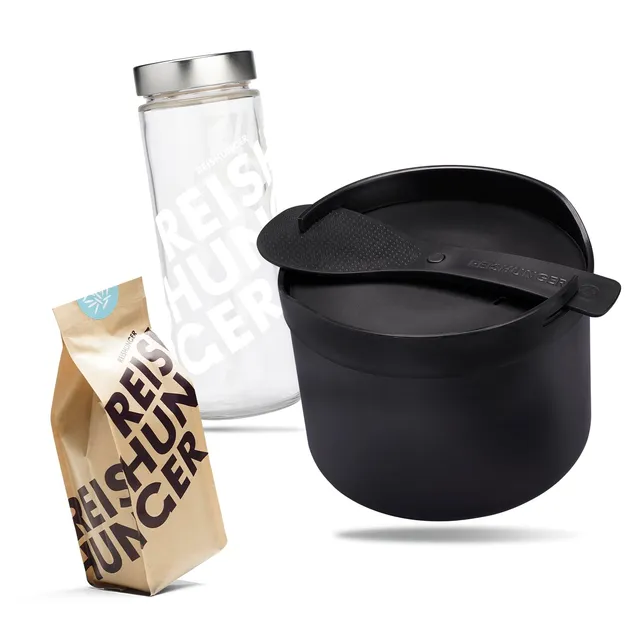 reishunger-starter-set-mikrowellen-reiskocher-1-7-l-schwarz-mit-3x-reis image 1