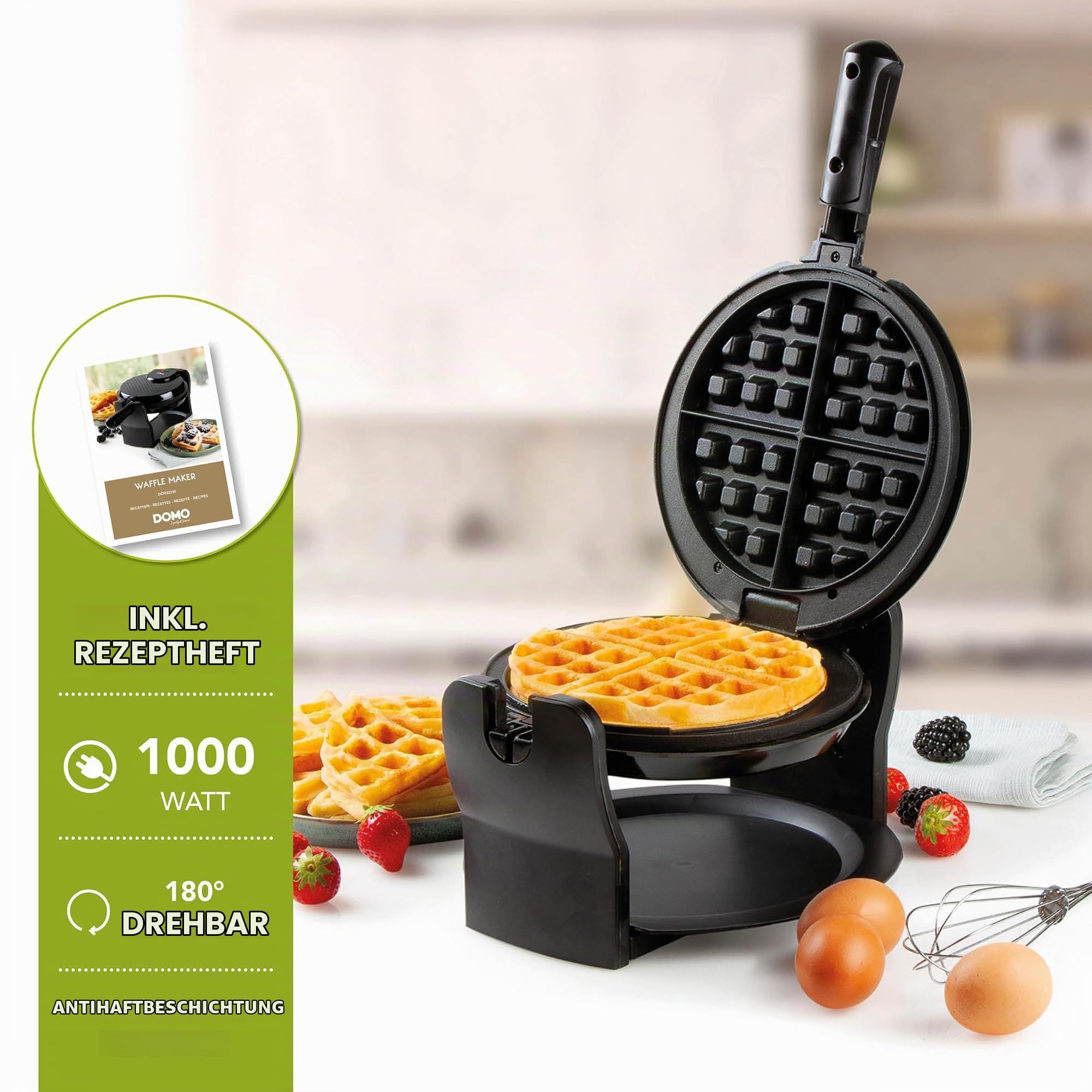 domo-do9223w-doppel-waffeleisen-1400w-belgische-waffeln-schwarz image 2