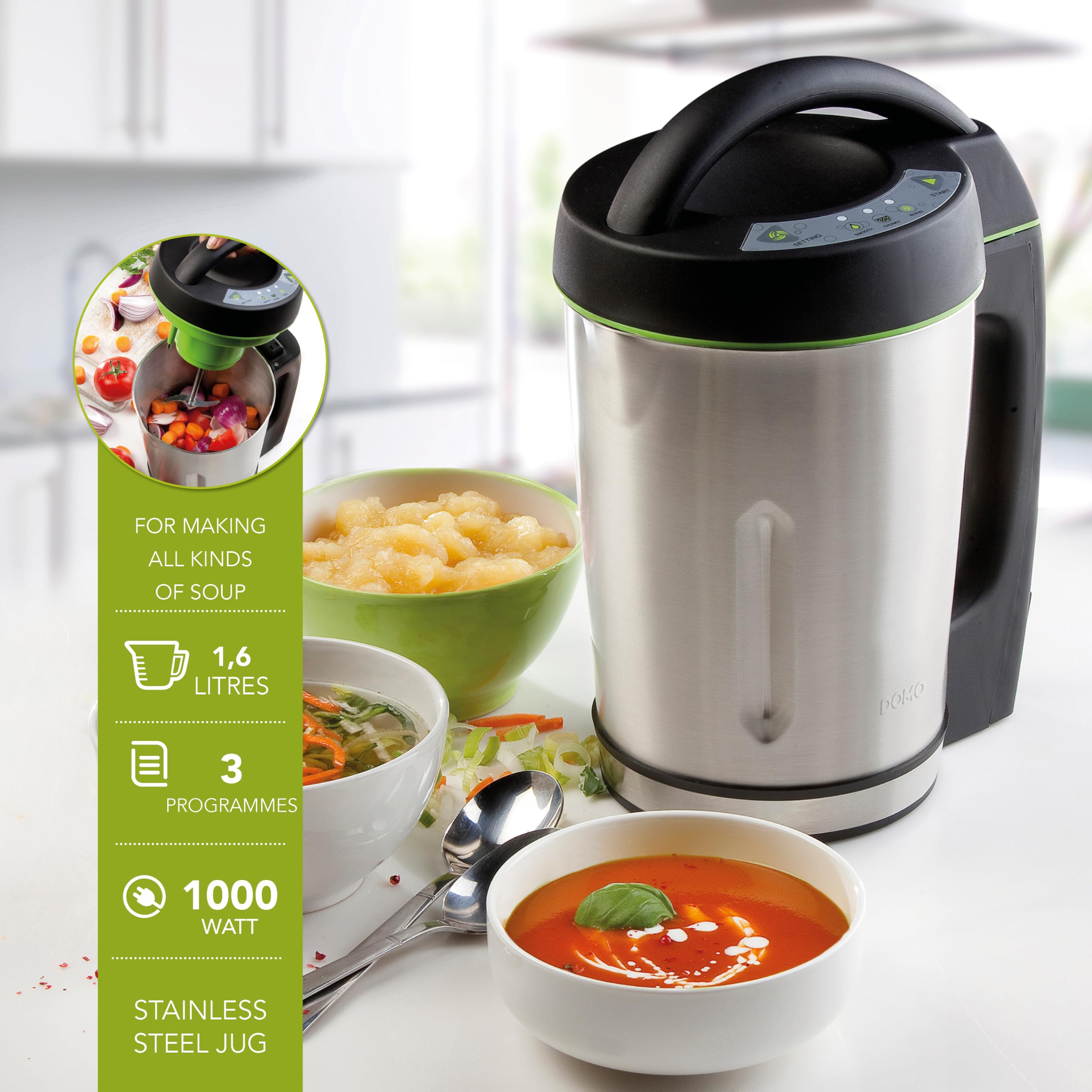 domo-do498bl-suppenkocher-1-6l-mit-mixer-3-programme-edelstahl image 2