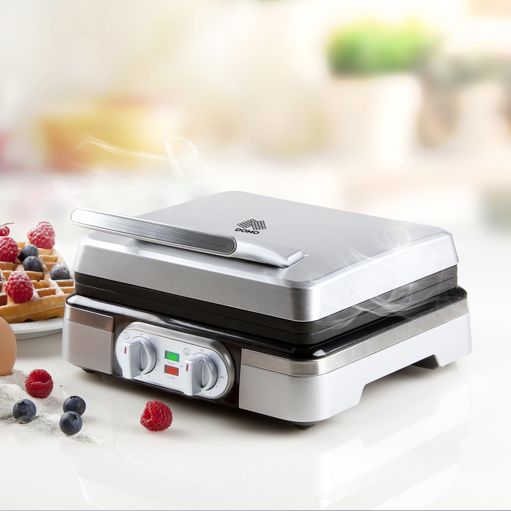 domo-belgisches-waffeleisen-1520w-mit-timer-metallic-silber image 2