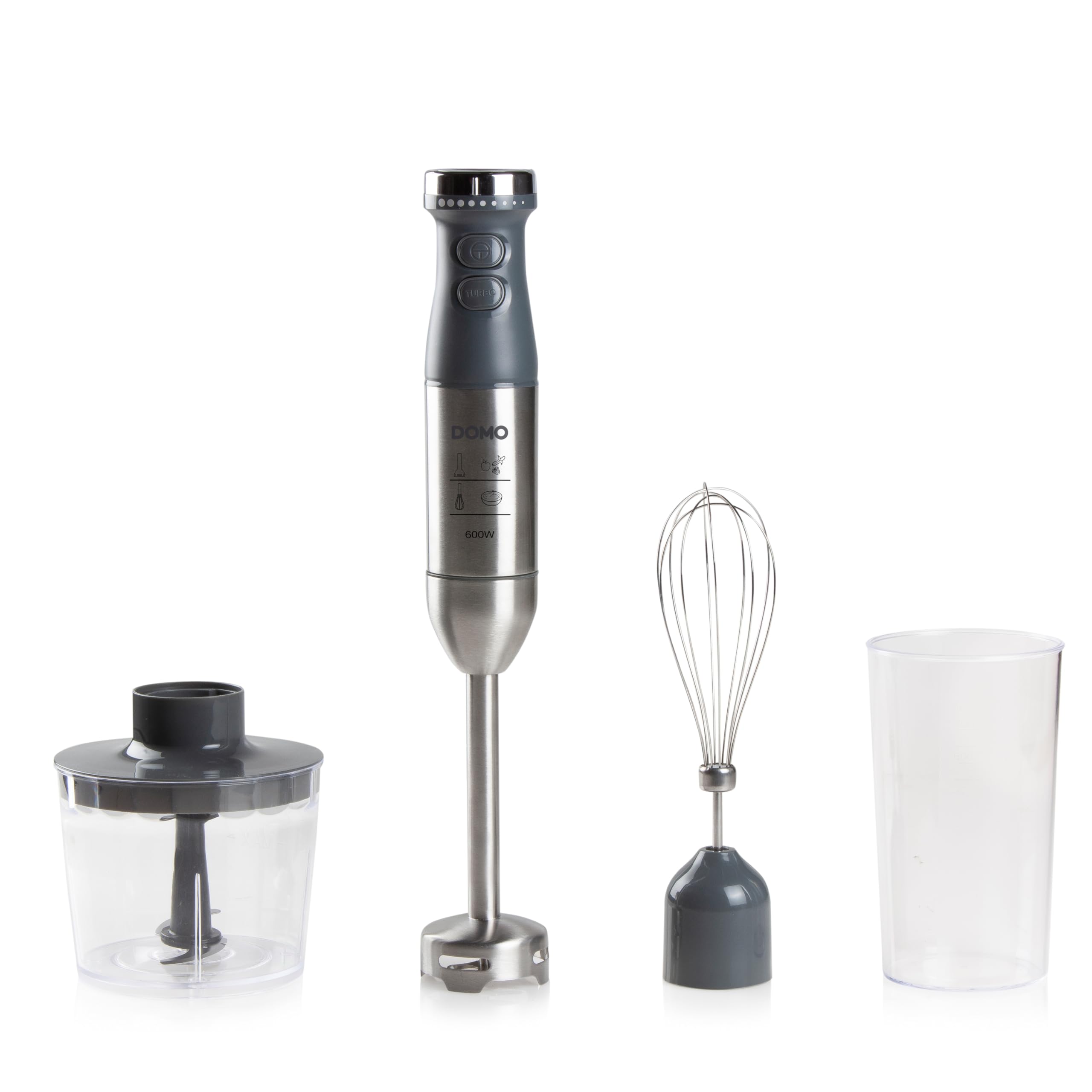 domo-do9226m-stabmixer-set-3-in-1-600w-grau-inox-mit-zerkleinerer image 1