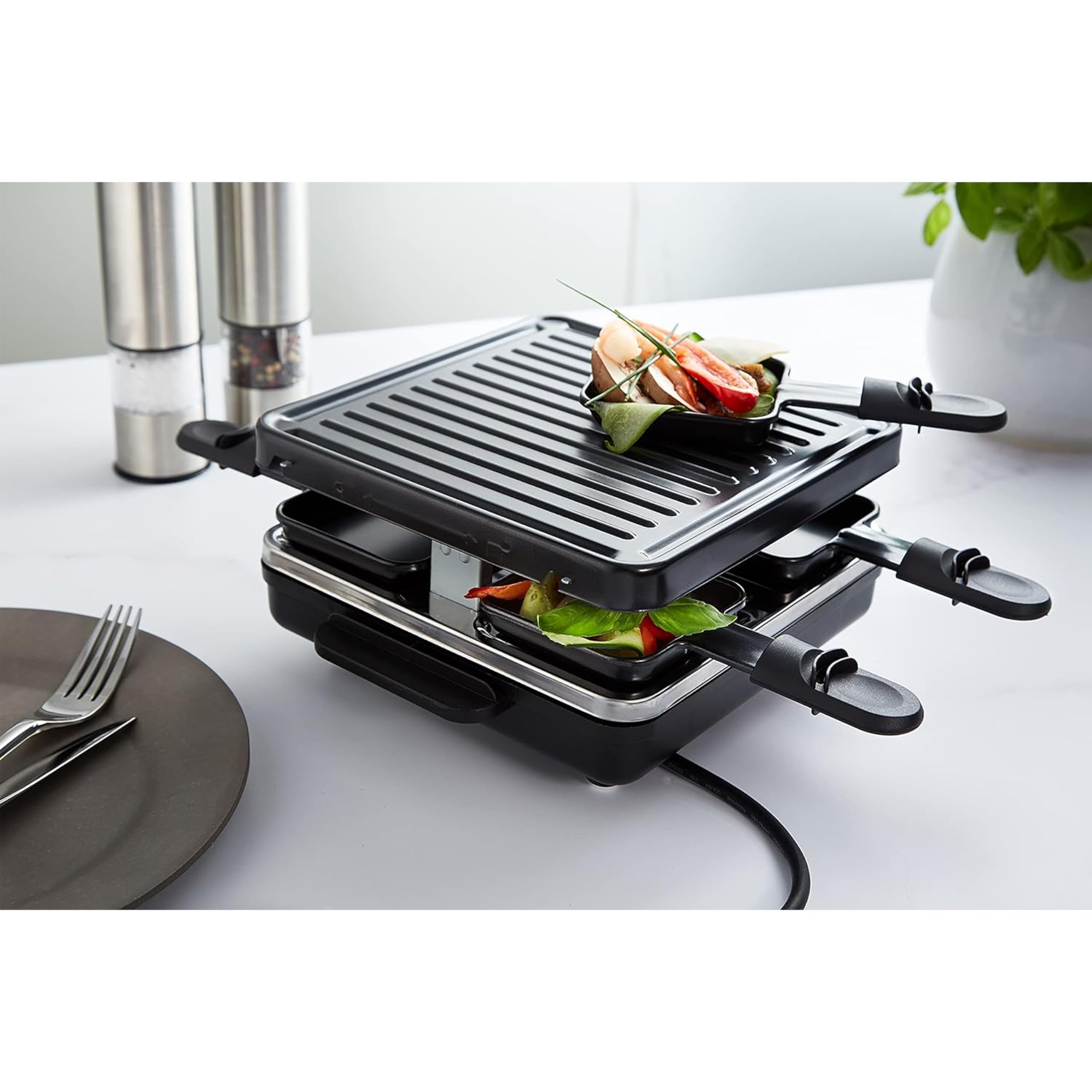 domo-raclette-grill-4-personen-600w-mit-grillplatte image 7