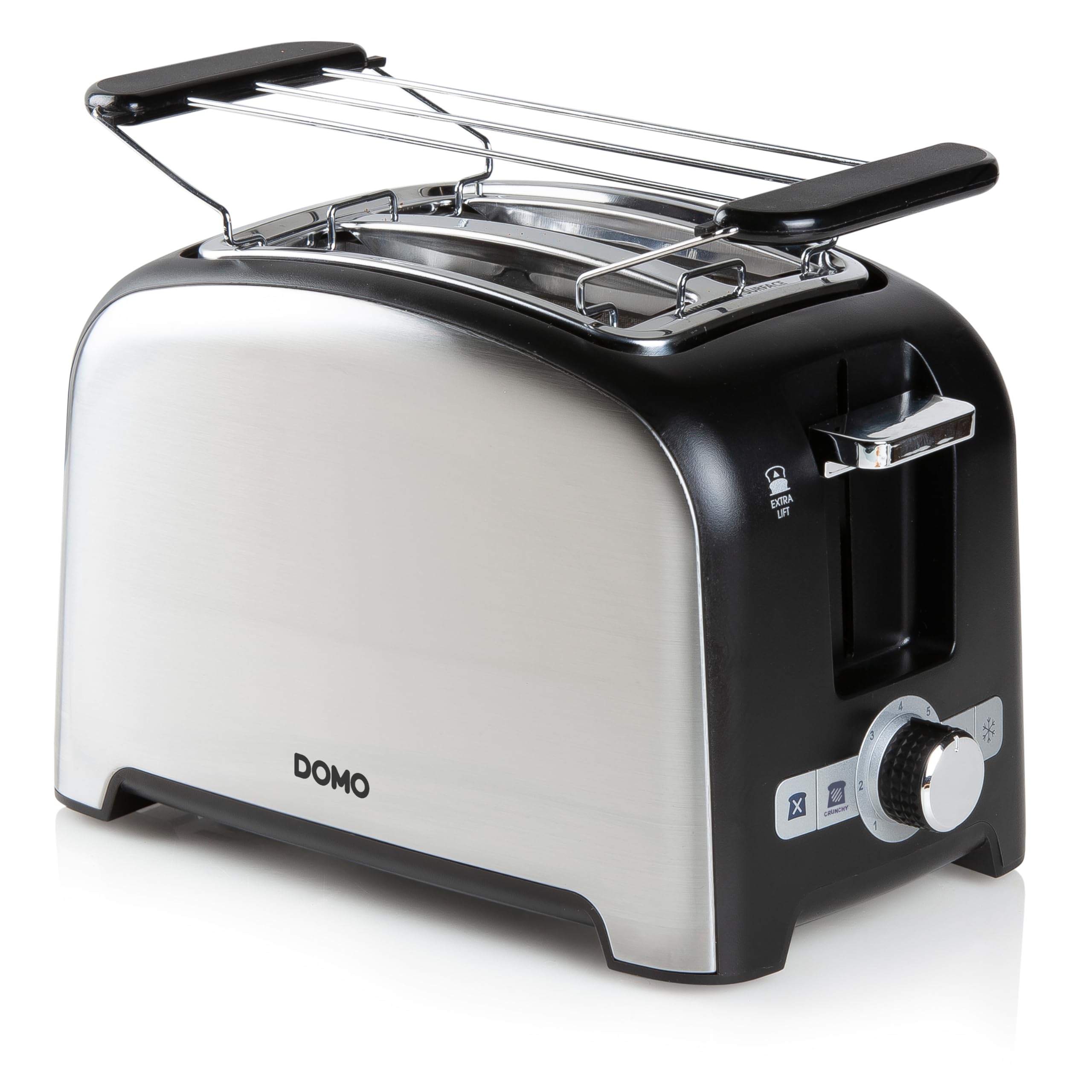 domo-do959t-toaster-2-scheiben-schwarz-edelstahl-mit-br-tchenaufsatz image 2