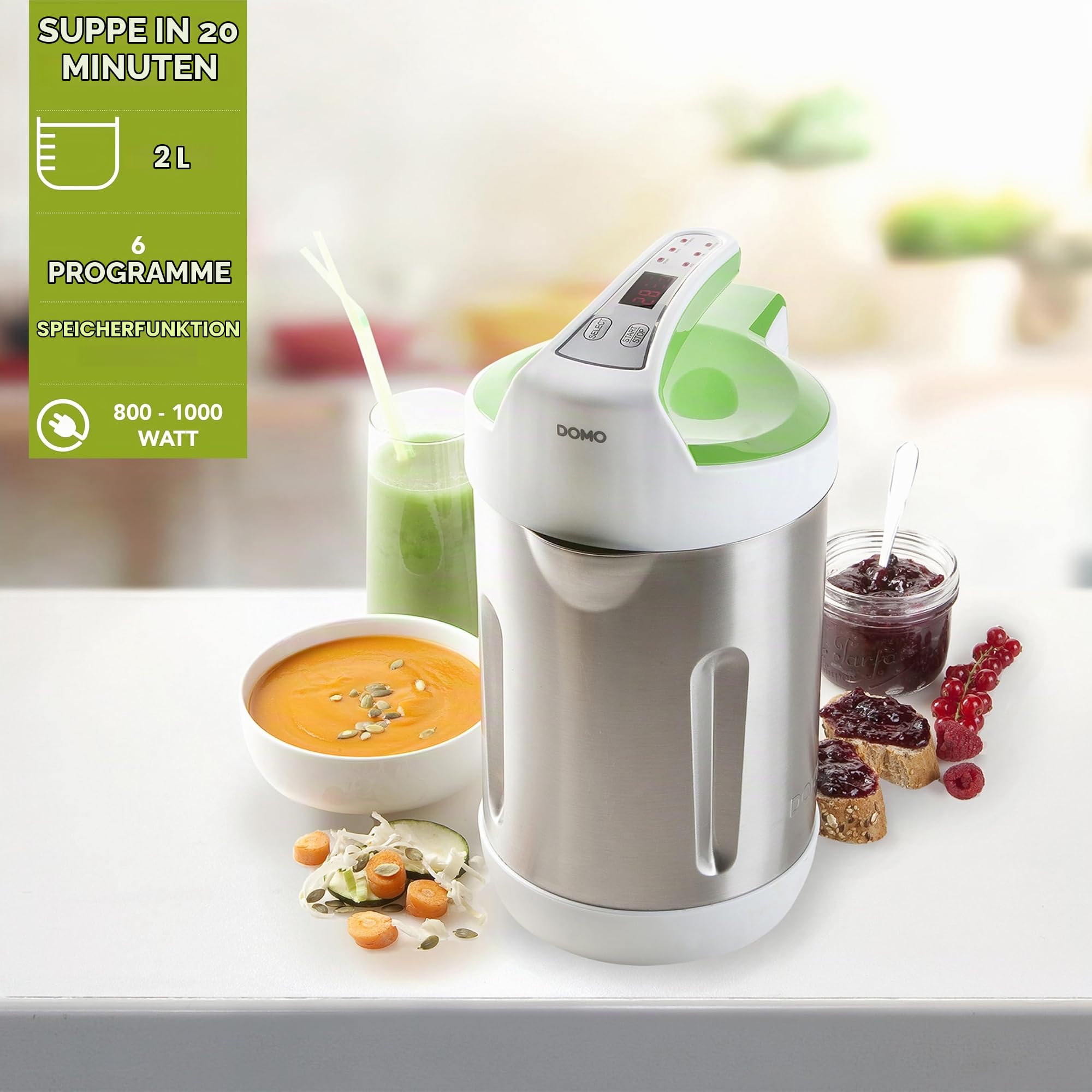 domo-suppenkocher-2-l-mit-mixer-6-programme-edelstahl image 2